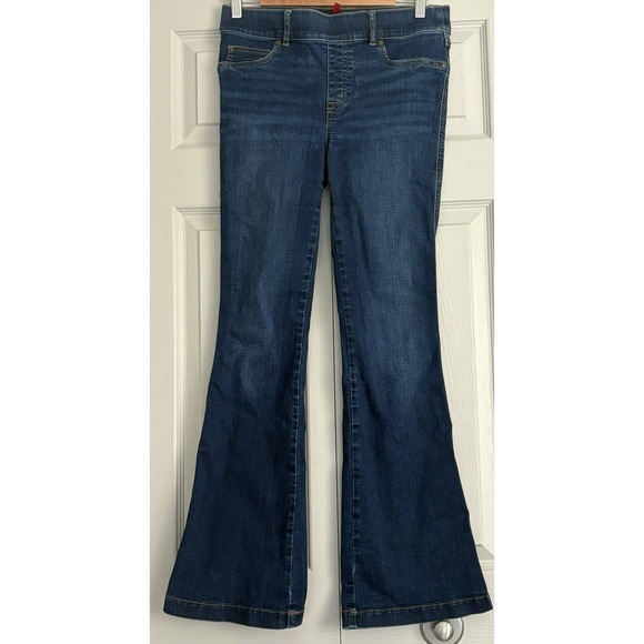 Spanx Indigo Bootcut Jeans Trousers Womens Size Medium Dark Wash Pull On Stretch - Picture 1 of 10